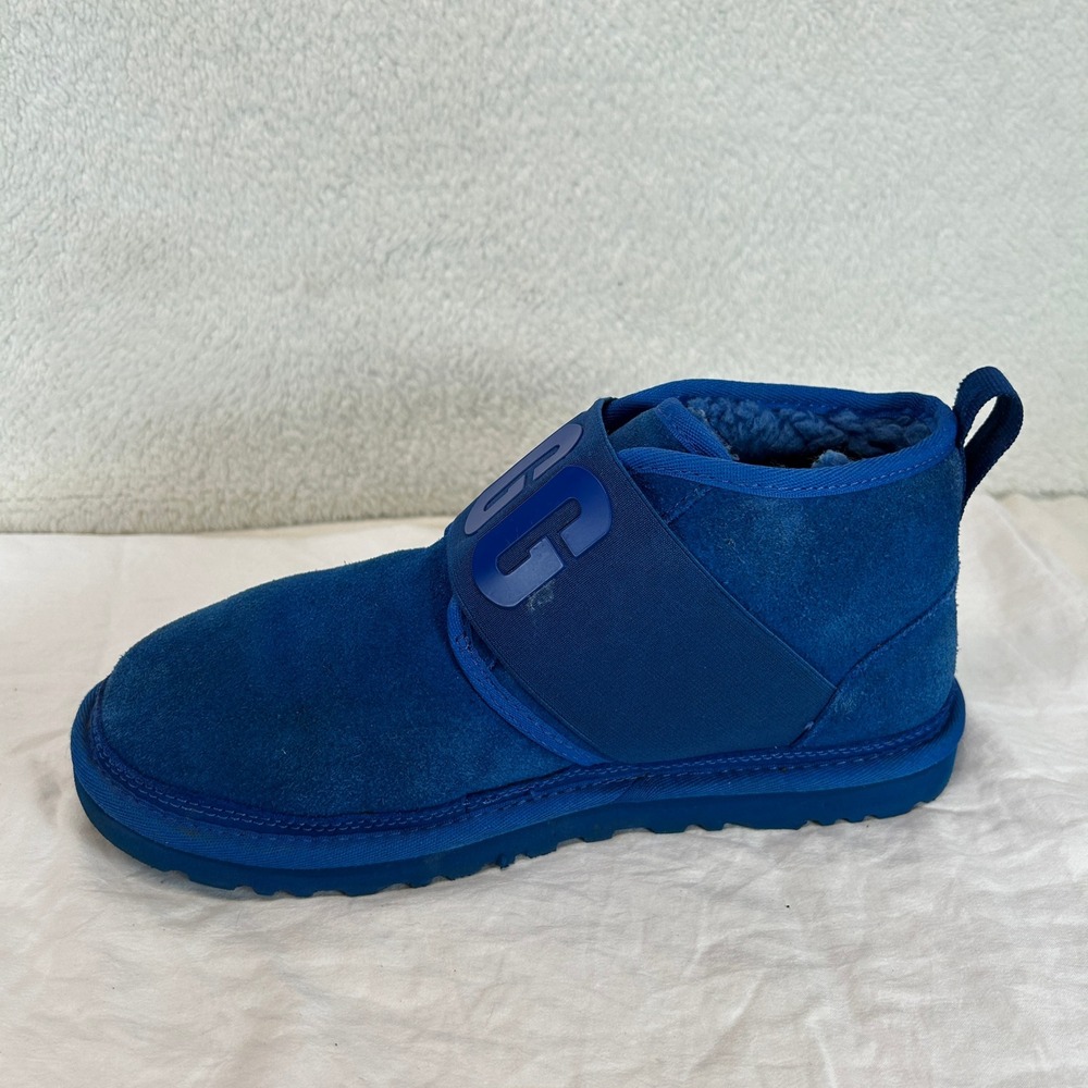 UGG Neumel Blue Suede Shearling Elastic Strap Boots‎ Mens 7 - Picture 7 of 15